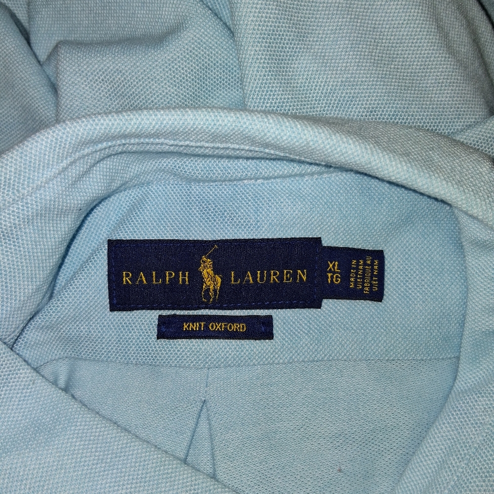Ralph Lauren Knit Oxford Men SZ XL Light Blue Casual Button Down Shirt - Picture 2 of 15